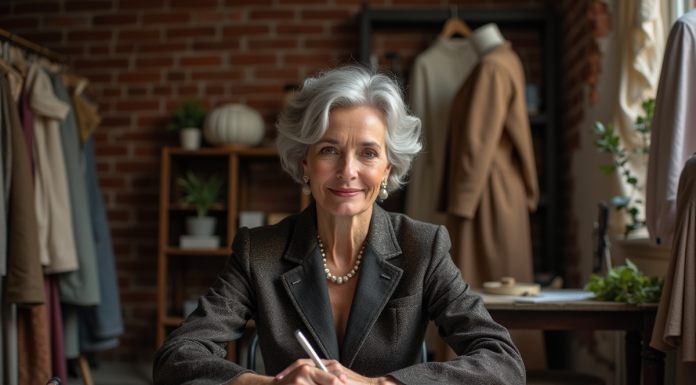 Femme créant des esquisses de mode dans un atelier élégant