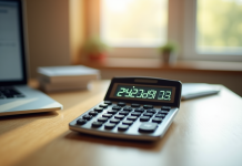 Calculatrice moderne affichant la conversion miles en kilomètres
