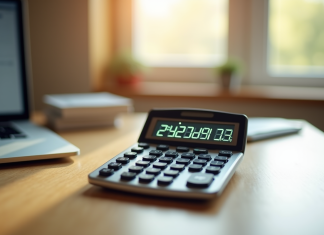 Calculatrice moderne affichant la conversion miles en kilomètres