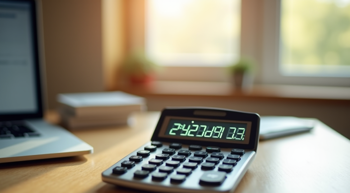 Calculatrice moderne affichant la conversion miles en kilomètres