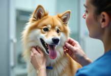 Chien Finnish Spitz en soin dans une clinique moderne