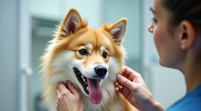 Chien Finnish Spitz en soin dans une clinique moderne