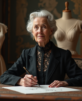 Femme couture ancienne dans un atelier parisien élégant