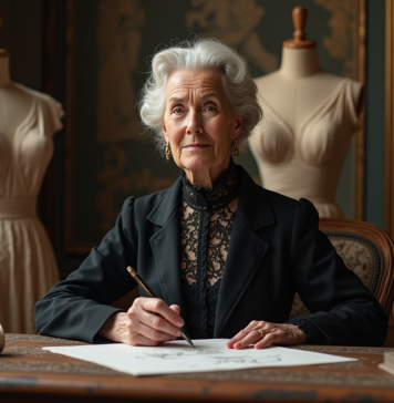 Femme couture ancienne dans un atelier parisien élégant