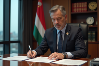 Diplomate homme en costume noir examine des documents fiscaux