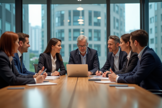 Groupe de professionnels en réunion de brainstorming