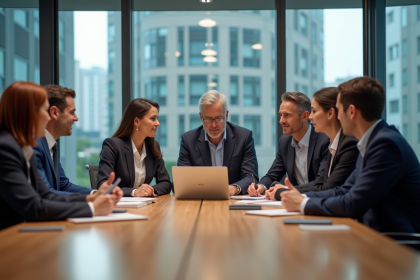 Groupe de professionnels en réunion de brainstorming