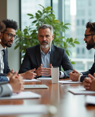 Groupe divers d'professionnels en réunion de travail