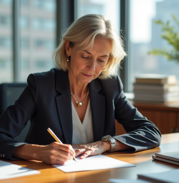 Délai pour prévenir employeur départ retraite : ce qu’il faut savoir Femme réfléchissant à une lettre dans son bureau lumineux