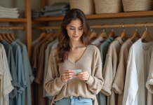 Mode durable : les clés pour la définir efficacement et durablement Femme en vêtements écologiques dans une boutique naturelle