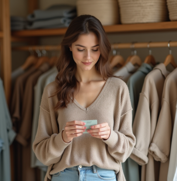 Mode durable : les clés pour la définir efficacement et durablement Femme en vêtements écologiques dans une boutique naturelle