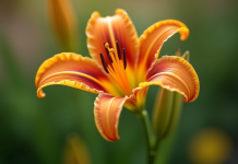 Une fleur de lys colorée en forme de L en plein jour