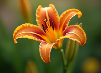 Une fleur de lys colorée en forme de L en plein jour