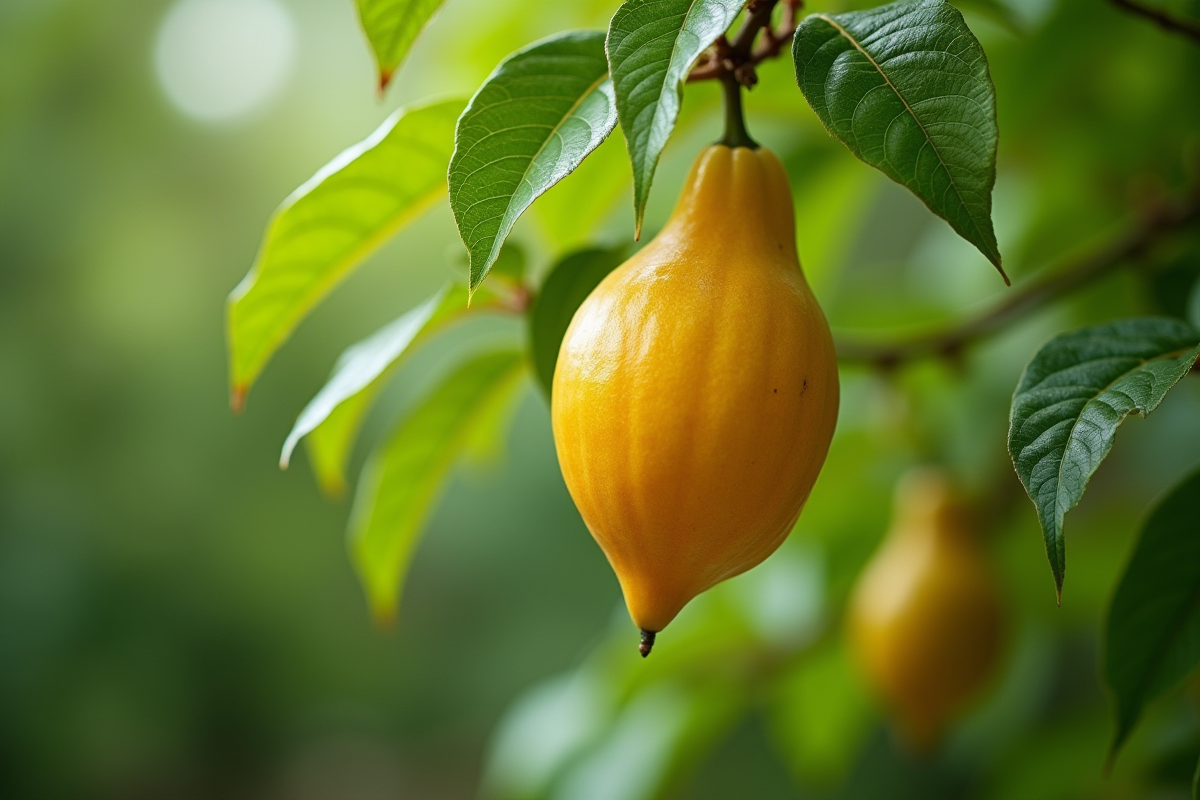 Fruit zsh suspendu à une branche verte dans la nature