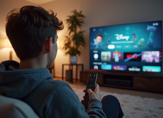 Code d’erreur 83 sur Disney+ : comment y faire face ? Jeune adulte inquiet devant une TV avec erreur Disney
