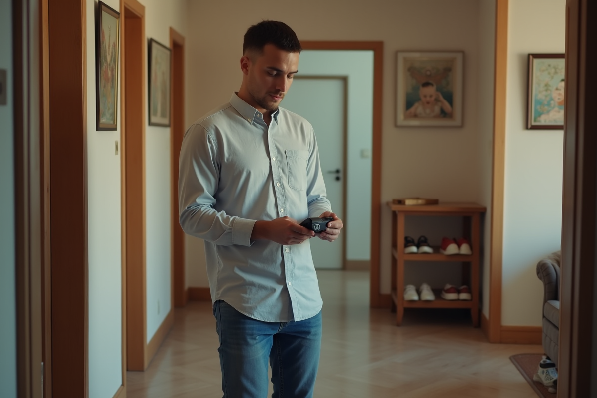 Jeune homme vérifiant l