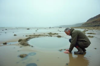 Paysage de marée basse en Vendée avec bancs de sable et courants révélés près de Saint-Hilaire-de-Riez