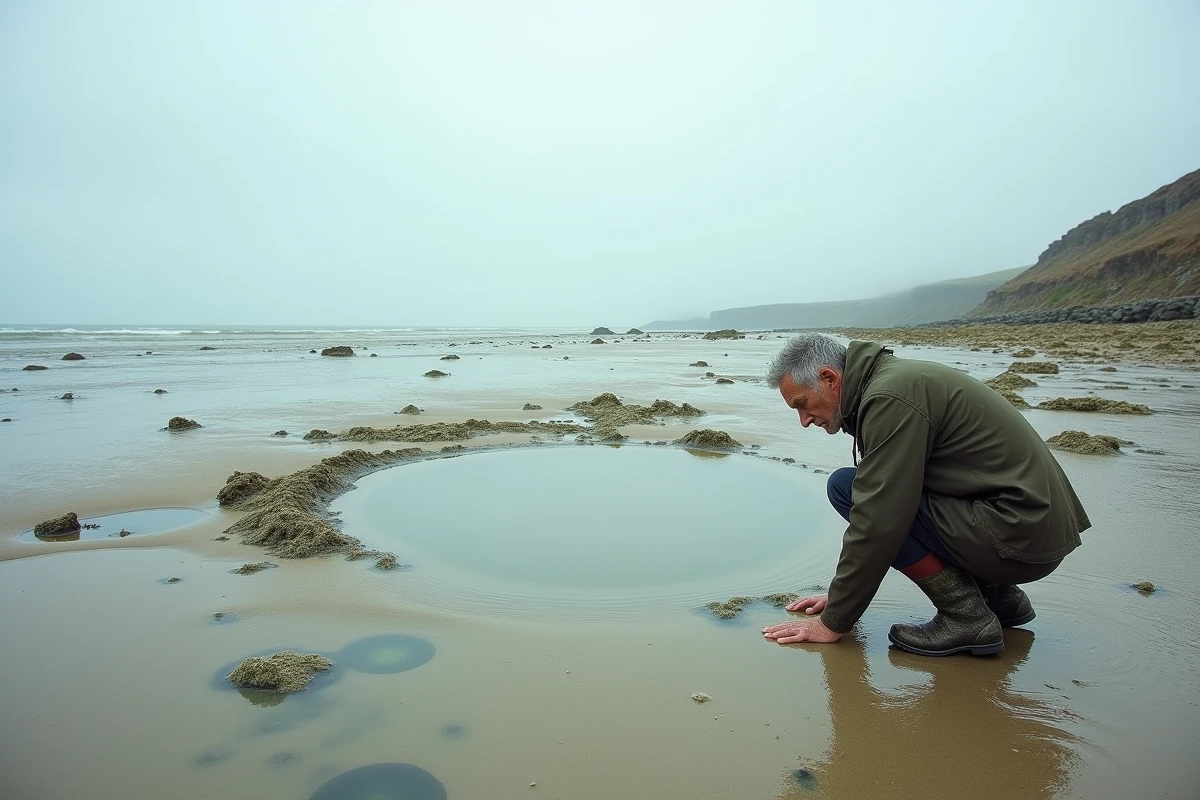 Paysage de marée basse en Vendée avec bancs de sable et courants révélés près de Saint-Hilaire-de-Riez