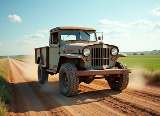 Pick-up 4x4 d'occasion en campagne sous le soleil