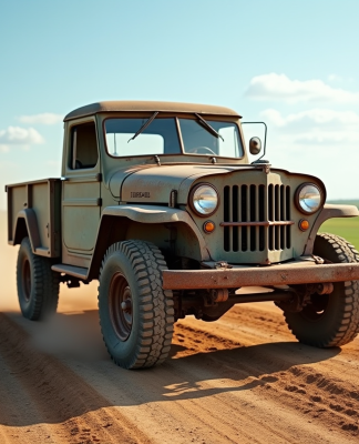 Pick-up 4x4 d'occasion en campagne sous le soleil