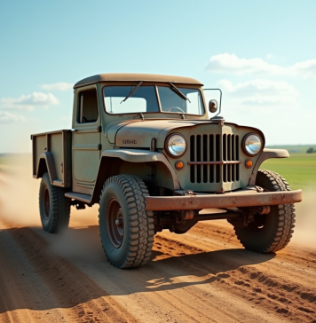 Pick-up 4x4 d'occasion en campagne sous le soleil