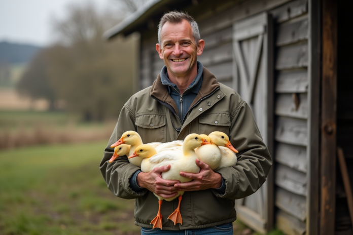 producteur-foie-gras-campagne Producteur de foie gras avec canards en campagne