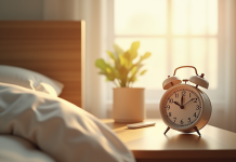 Réveil matin lumineux dans une chambre minimaliste