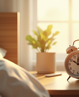 Réveil matin lumineux dans une chambre minimaliste