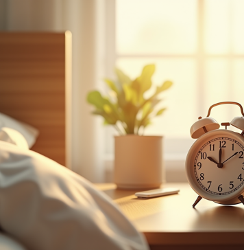 Réveil matin lumineux dans une chambre minimaliste